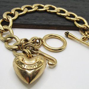 Juicy Couture Gold Tone Charm Bracelet Heart